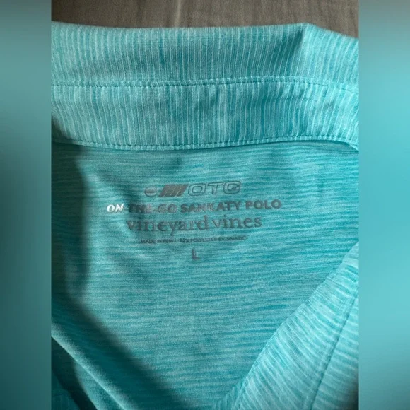 SOLD Men’s Vineyard Vines on the go sankaty polo striped teal - Picture 4 of 5